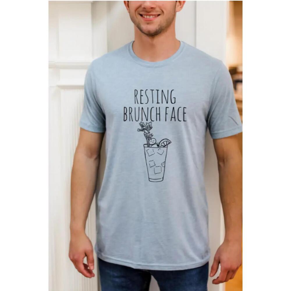 NEW MOONLIGHT MAKERS unisex resting brunch face funny tee in stonewash blue